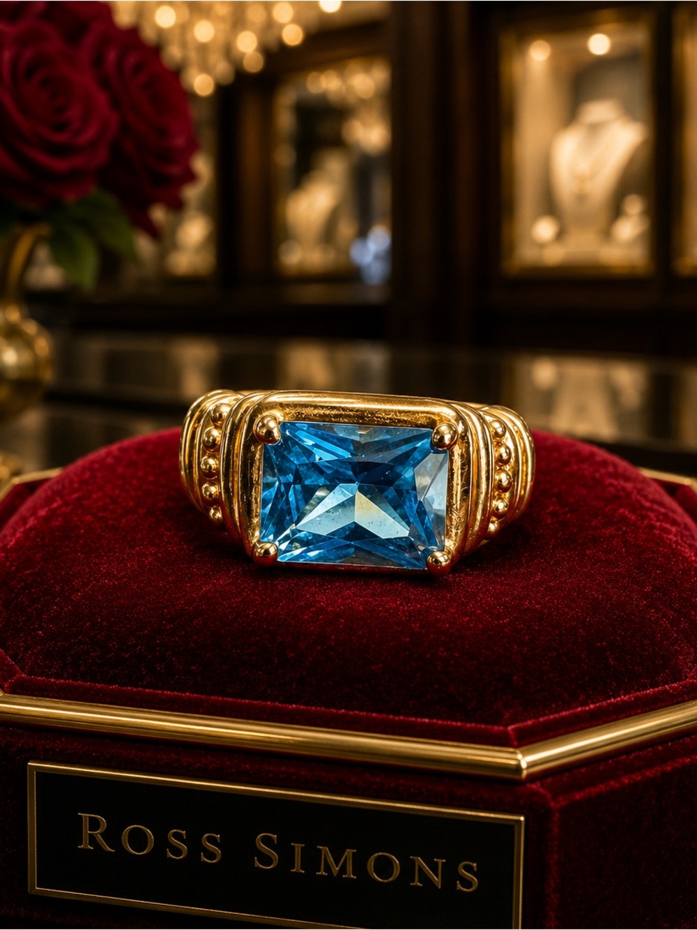 Ross Simons London Blue Topaz Gold Vermeil 925 Sterling Silver Ring size 6 - Picture 3 of 4